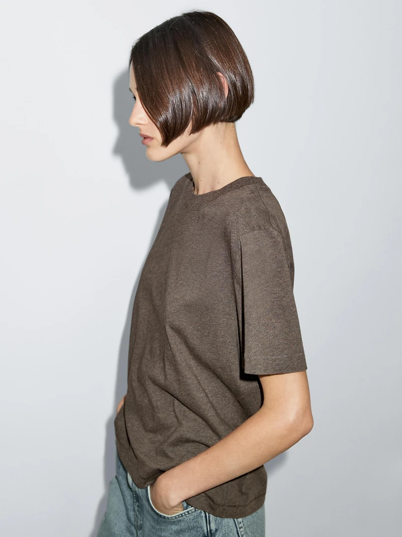 T-shirt chiné à manches courtes