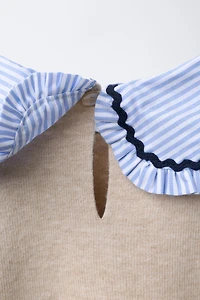 STRIPED PETER PAN COLLAR KNIT JUMPER