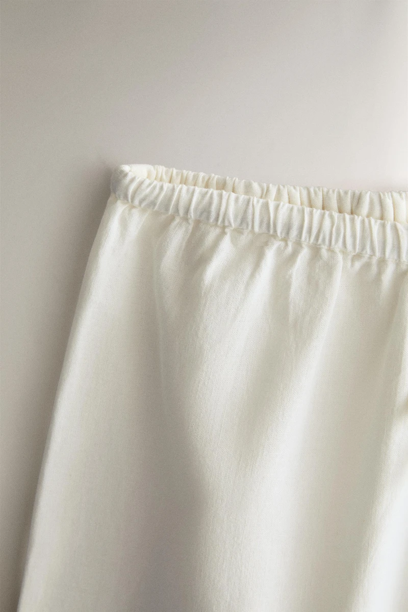 COTTON AND LINEN EMBROIDERED TROUSERS