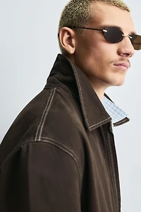 WASHED JACKET WITH CONTRAST STITCHING