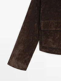 Veste denim courte avec poches finition velours