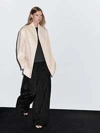 Manteau laine à col montant