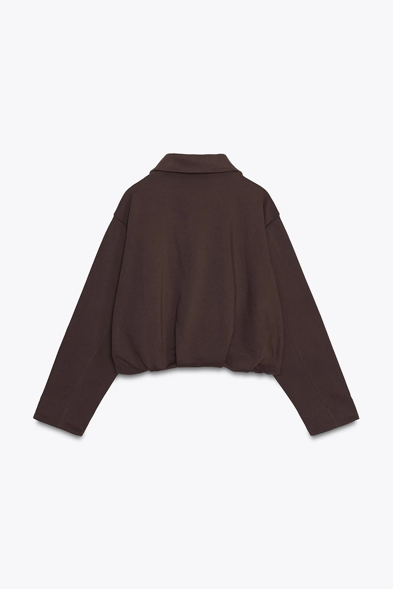 PLEATED FLEECE BOMBER JACKET