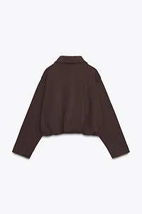 PLEATED FLEECE BOMBER JACKET