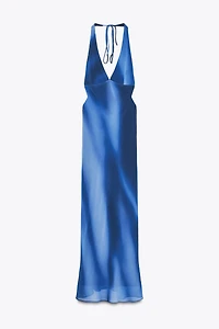 PRINTED HALTER LONG DRESS