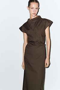 100% cotton poplin draped dress