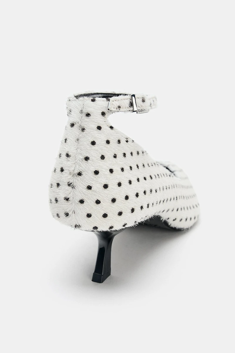 POLKA DOT FUR LEATHER HEELS