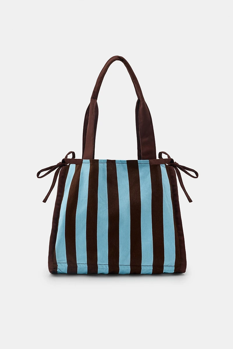 100% COTTON STRIPED MAXI BAG