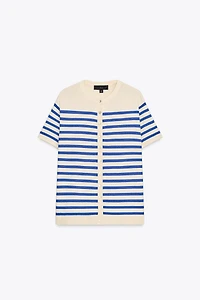 STRIPED KNIT SHORT SLEEVE JACKET