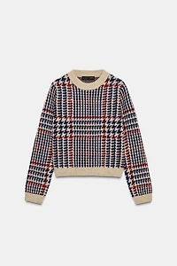 PULL EN LAINE À PIED-DE-POULE