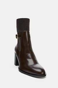 FABRIC SHAFT HEELED ANKLE BOOTS