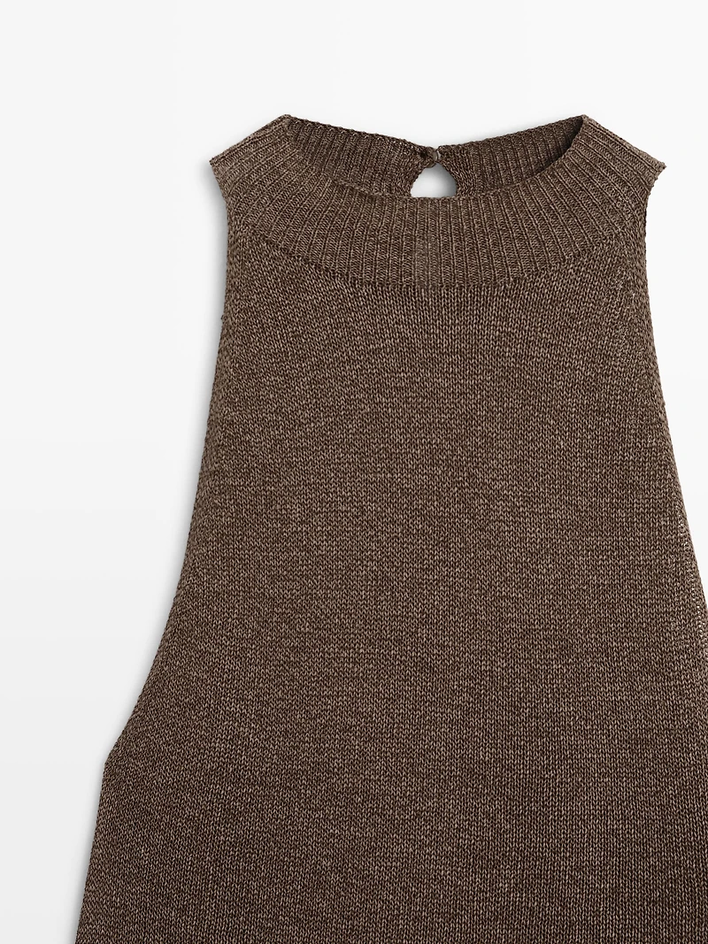Top en maille asymétrique à encolure américaine total look