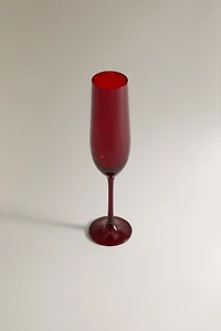 CRYSTALLINE CHRISTMAS FLUTE GLASS WITH RAISED DESIGN