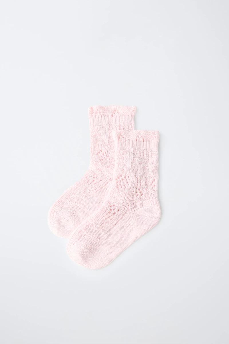 SILK-BLEND RUFFLE TRIM MID-LENGTH SOCKS