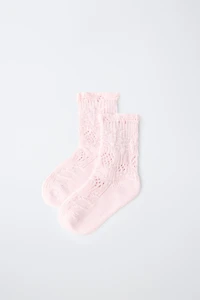 SILK-BLEND RUFFLE TRIM MID-LENGTH SOCKS