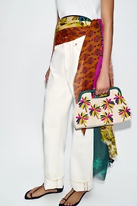BEADED PRINT POUCH