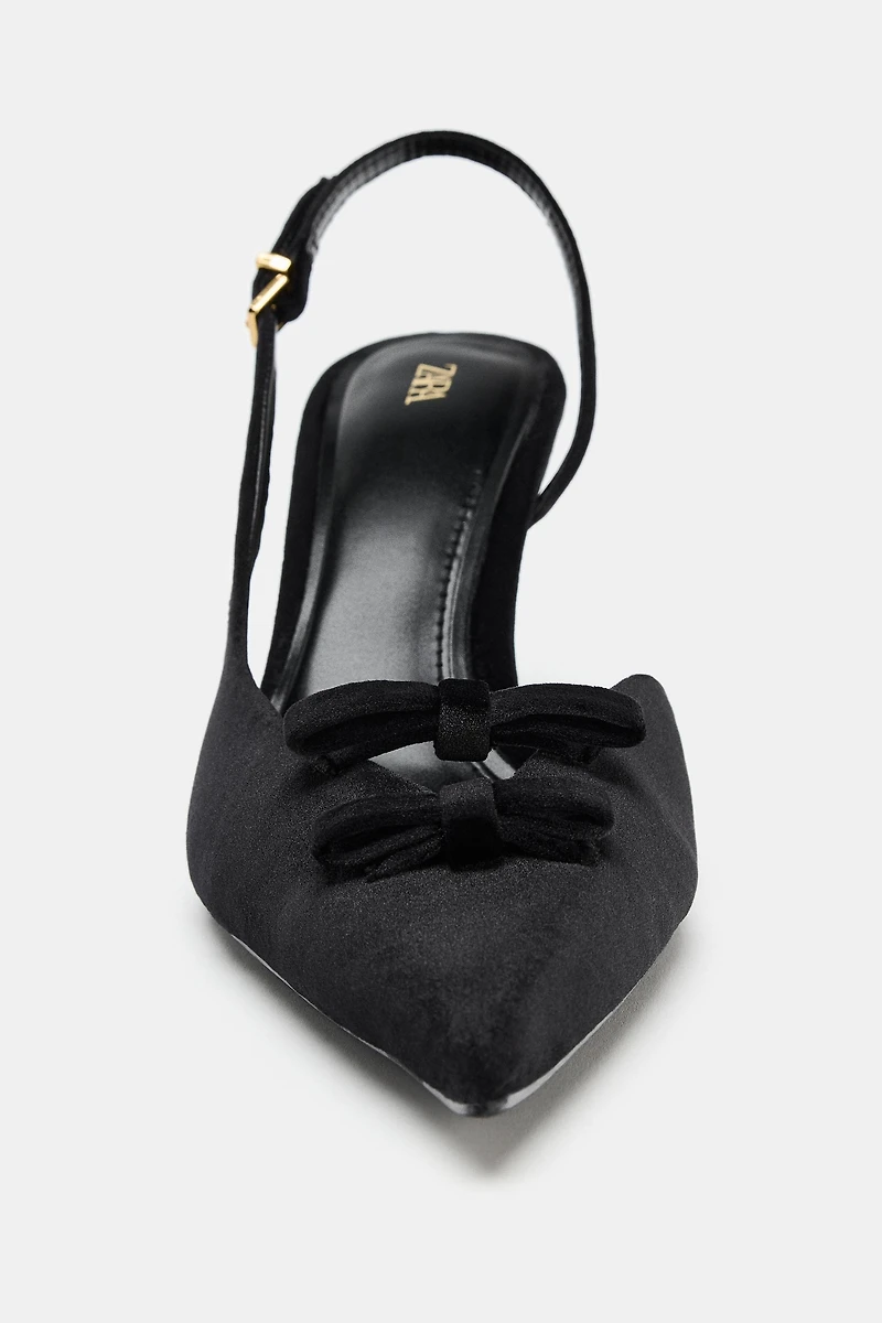 VELVET EFFECT BOW SHOES