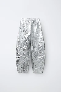 METALLIC BARREL PANTS