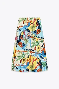 JUPE MIDI CAPE À IMPRIMÉ TROPICAL