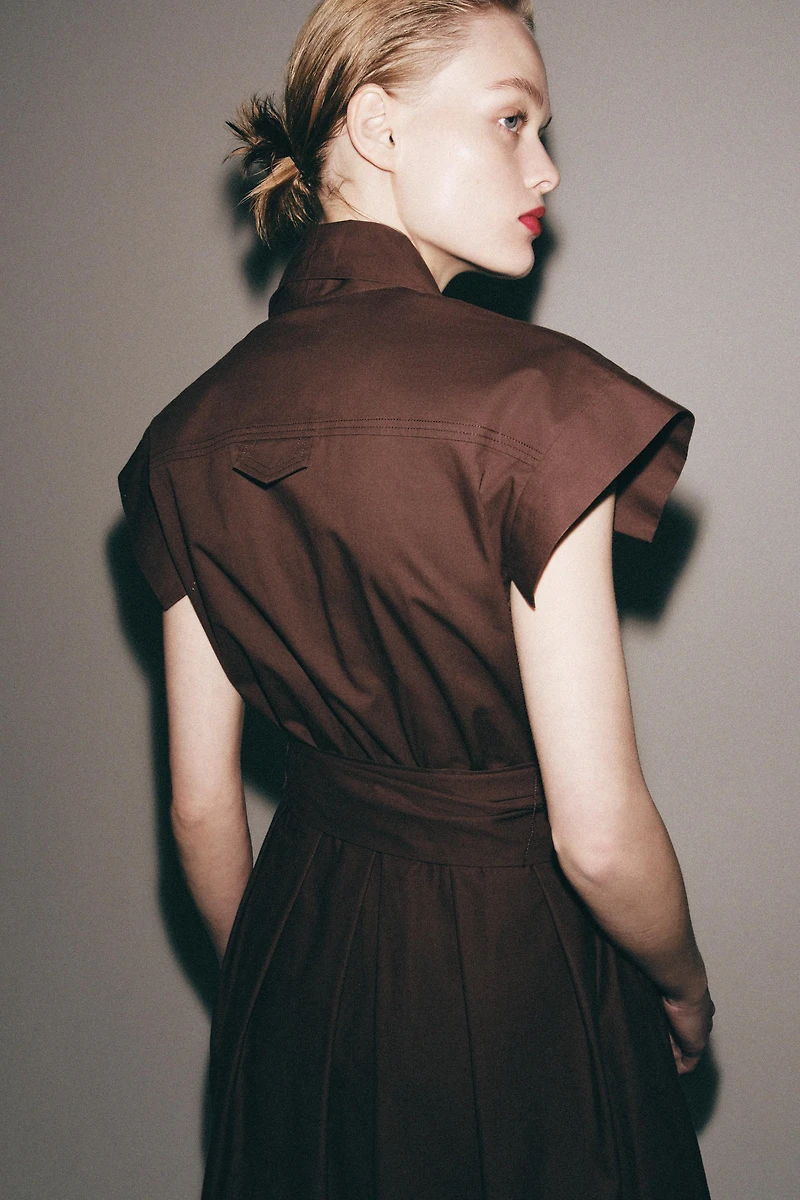 ZW COLLECTION PLEATED POPLIN DRESS