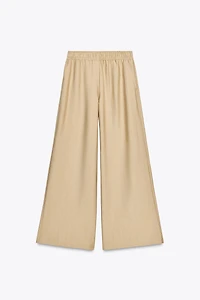 ELASTIC WAIST WIDE LEG PANTS
