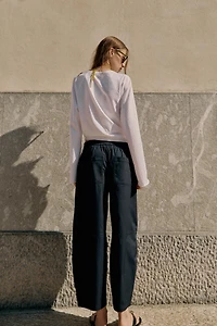 PANTALON BARREL EN POPELINE
