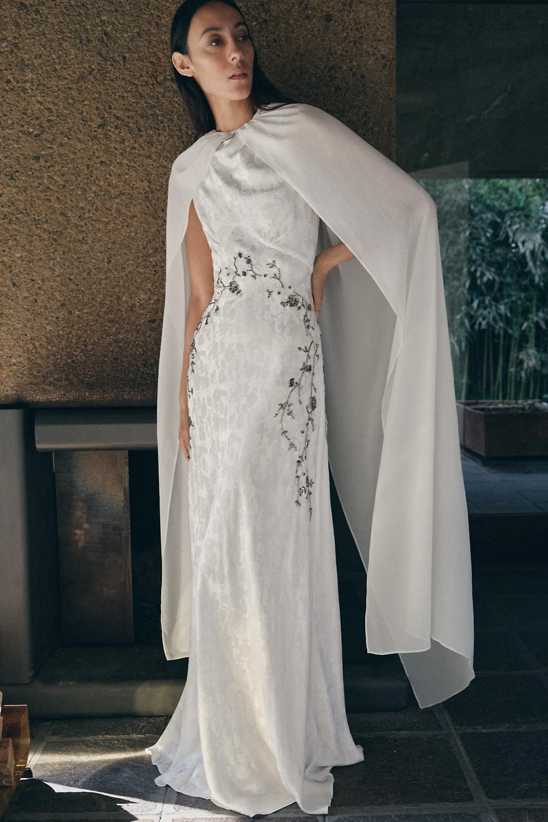 SEQUIN BEADED JACQUARD DRESS