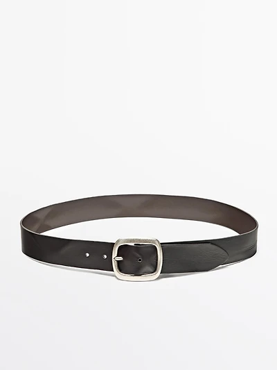 Nappa leather belt with rounded buckle