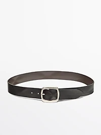 Nappa leather belt with rounded buckle
