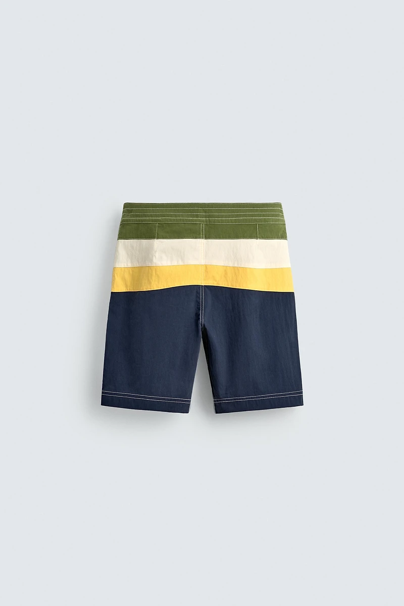 MAILLOT DE BAIN LONG À BANDES