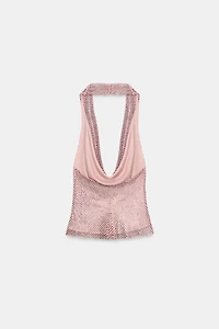 TOP HALTER À PAILLETTES