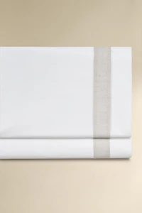COTTON FLAT SHEET WITH LINEN BORDER
