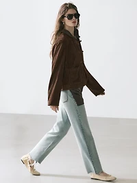 Short suede leather jacket