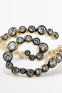 Spiral ring with rhinestones