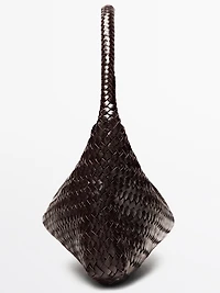 Nappa leather woven croissant bag