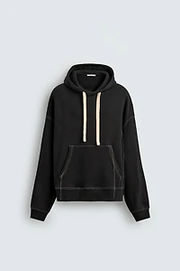TOPSTITCHED HOODIE SWEATSHIRT