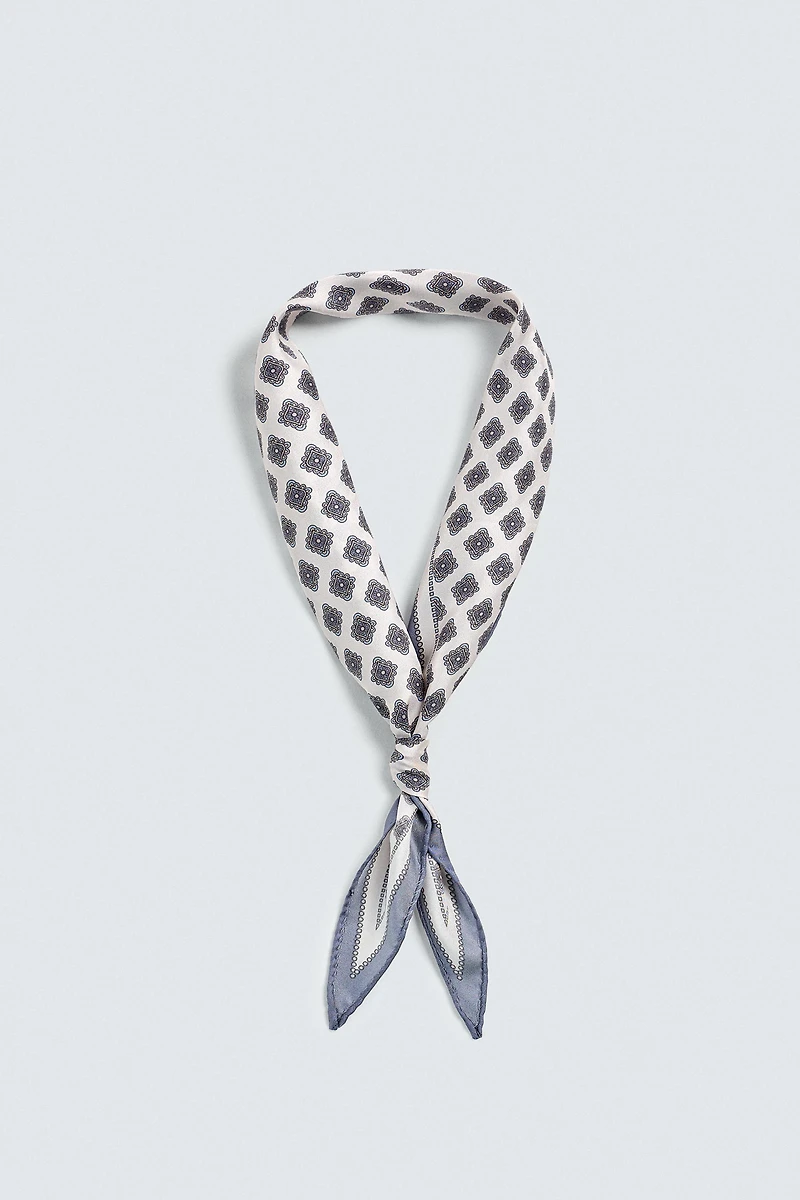 100% SILK GEOMETRIC PRINT SCARF