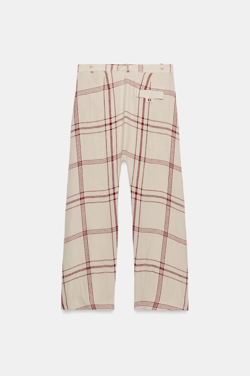PANTALON BAGGY À CARREAUX LIN ZW COLLECTION
