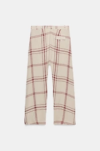 PANTALON BAGGY À CARREAUX LIN ZW COLLECTION