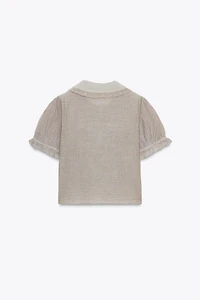 EMBROIDERED PETER PAN COLLAR SHIRT