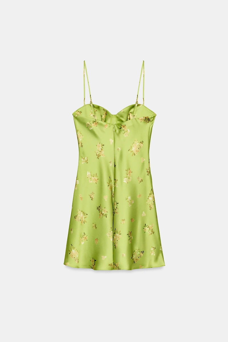 ROBE COURTE SATINÉE À FLEURS