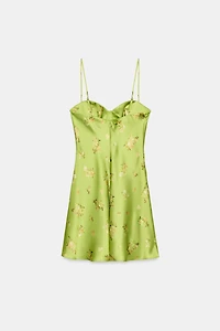 ROBE COURTE SATINÉE À FLEURS
