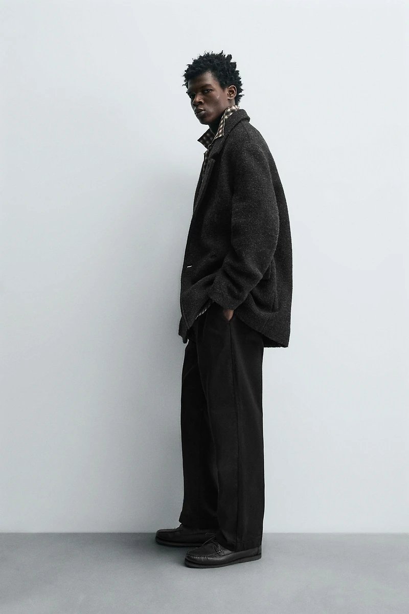 DOUBLE BREASTED WOOL BLEND OVERCOAT