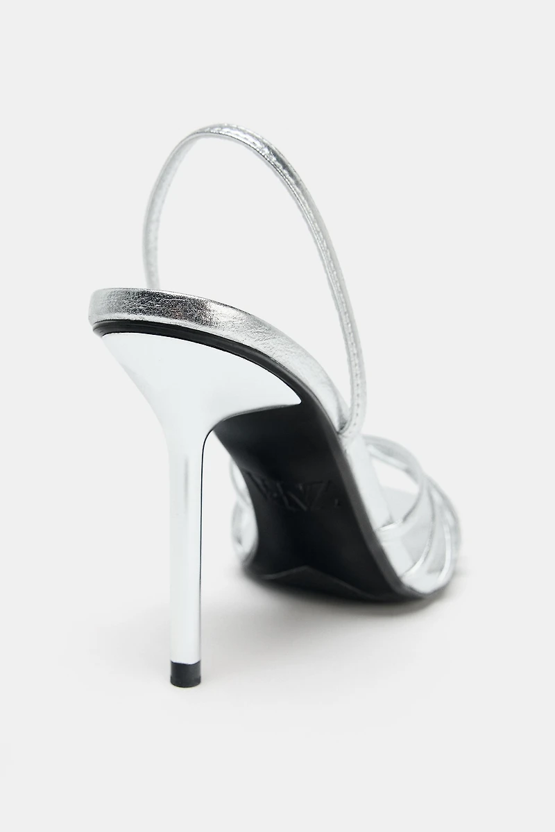 SANDALES À TALONS EFFET MÉTALLISÉ
