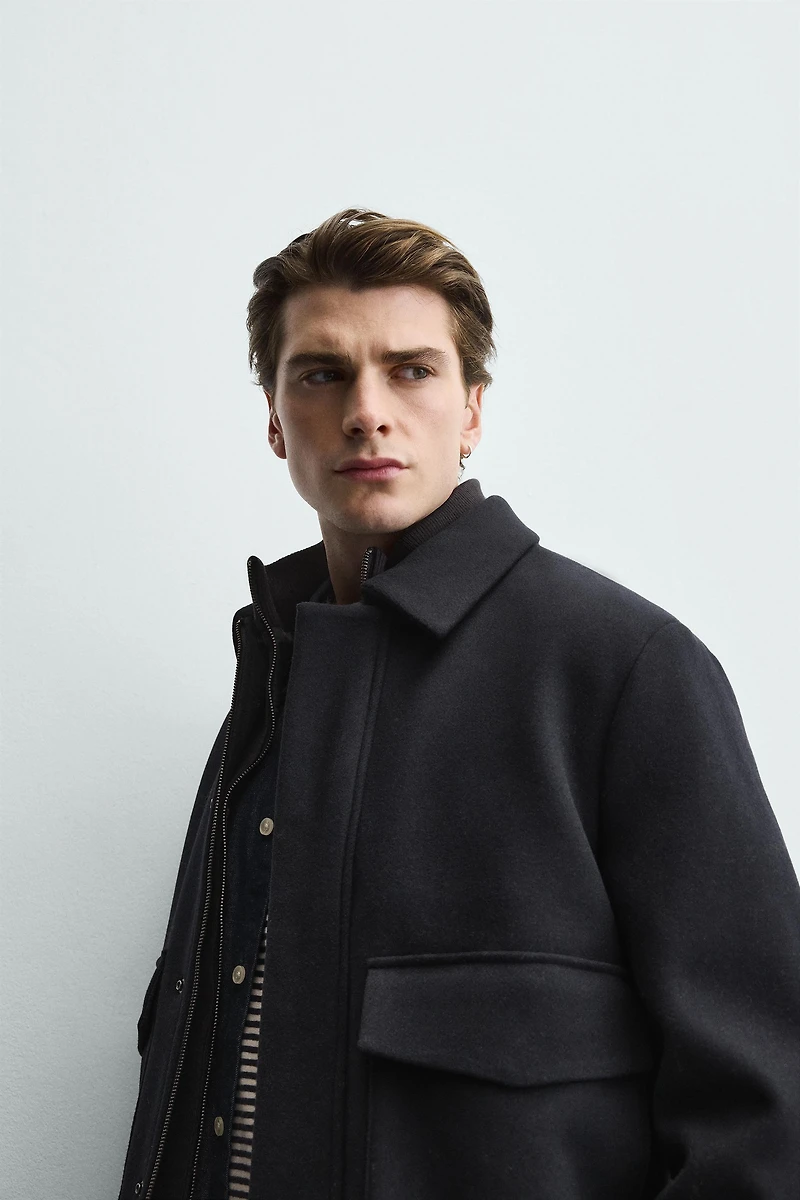 JACKET WITH REMOVABLE KNIT COLLAR