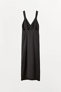 CONTRAST SEAM SATIN EFFECT DRESS