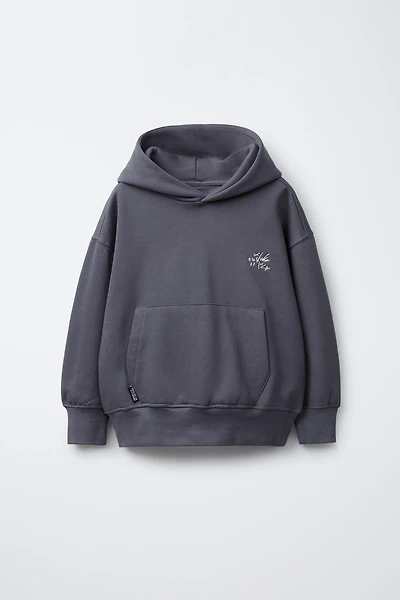 EMBROIDERED TEXT HOODIE SWEATSHIRT