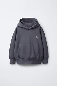 EMBROIDERED TEXT HOODIE SWEATSHIRT