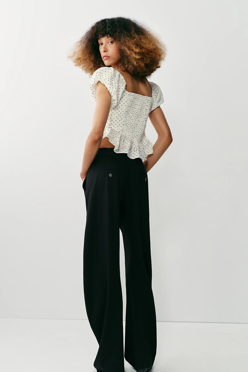PRINTED EYELET EMBROIDERED TOP