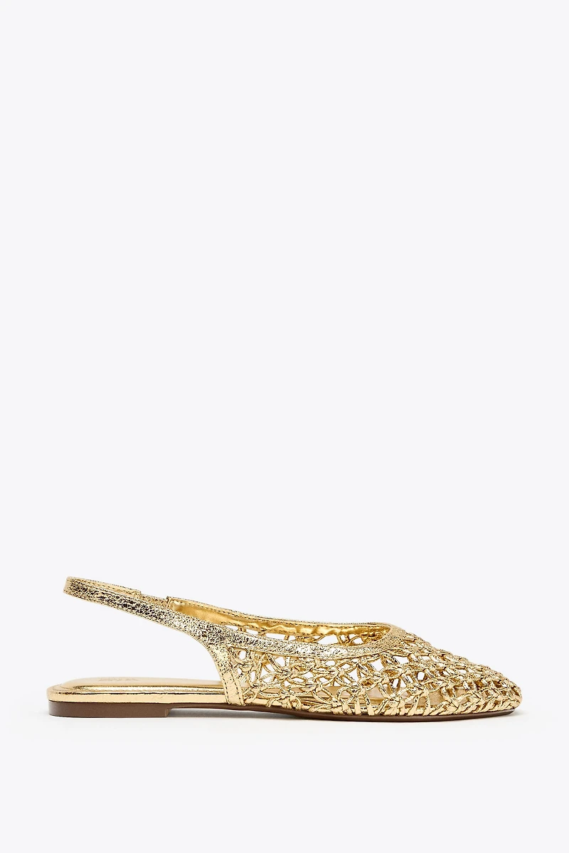 METALLIC BRAIDED SLINGBACKS